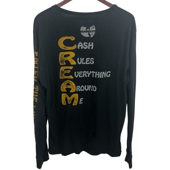 WU-TANG T-Shirt Long Sleeve Large Lucky Brand Yellow Black Cash Rules Streetwear - Picture 3 of 10